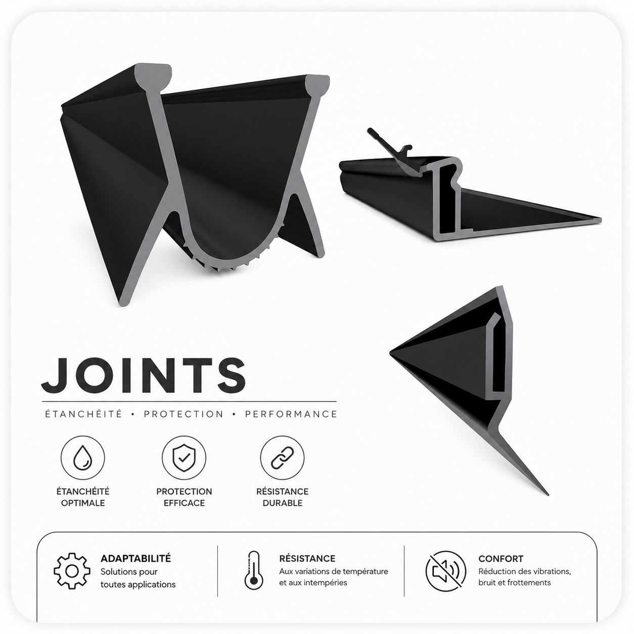 Joint haut/bas ou verticaux de porte de garage sectionnelle