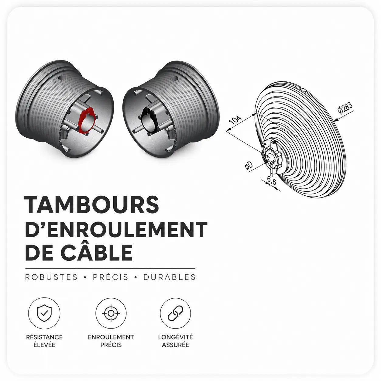 Tambours-et-poulies Mydoors - Pièces détachées portes de garage sectionnelles toutes marques | Mydoors