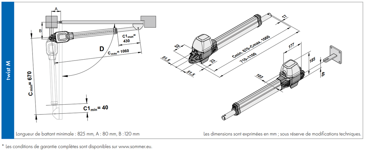 Moteur portail battant SOMMER TWIST M S3 – installation sur portail